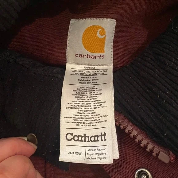 Carhartt Insulated Full-Zip Jacket Men's Size Med J174-RDW